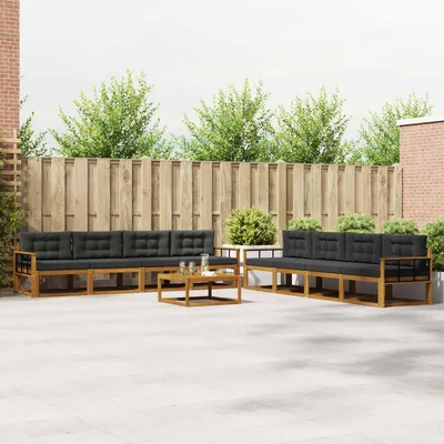 Produktbild von Outdoor-Sofagarnitur - VIDAXL - Terrassen-Sofa - mit Kissen - 9 pcs - Natur und Anthrazit
