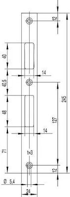 Produktbild von WILKA Schließblech flach Falle und Riegel, 245 x 24 x 3 mm, Edelstahl