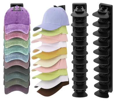 2er-Set selbstklebende Wandhaken für Kappen, schwarz