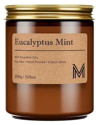 Image de Bougie parfumée en verre, eucalyptus et menthe, cire de soja, 200g, durée de combustion : 40 heures