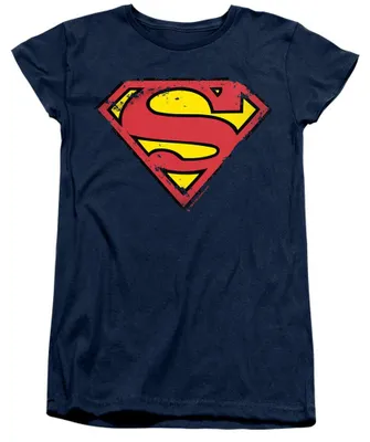 Image de Superman - T-shirt pour femmes, coupe ajustée, modèle TV41227 (XXL) (Bleu marine)