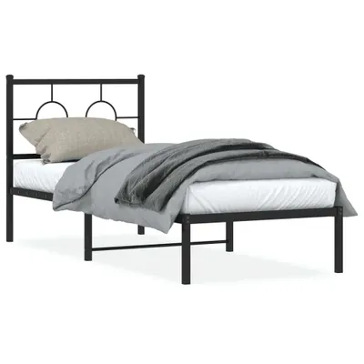 Produktbild von vidaXL Bettgestell mit Kopfteil Metall Schwarz 80x200 cm