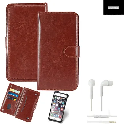 Produktbild von K-S-Trade 360° Hülle kompatibel mit Xiaomi Mi MIX Alpha inkl. Headphones braun Kunstleder Case BookCase WalletCase Kunstlederederhülle Handyhülle,