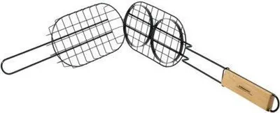 Two hamburger grill baskets are shown against a white background.