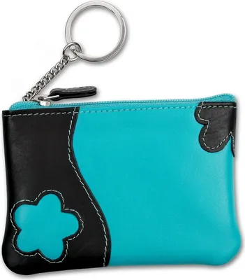 Produktbild von DrachenLeder Etui Brieftasche türkis schwarz Schlüsseltasche D2OPS903T