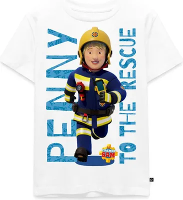 Produktbild von Spreadshirt Feuerwehrmann Sam™ Penny To The Rescue Kinder Premium T-Shirt, 110/116 (4 Jahre), Weiß