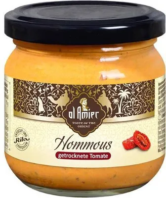 Produktbild von Al Amier Hommous getrocknete Tomate 180 G Glas  Vegan Glutenfrei Cremig-Tomatig im Geschmack
