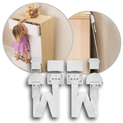 Obrázok produktu pre reer Furniture anti-tip kit, 1 kusov, Biela, Plast, 97 mm, 60 mm, 120 mm