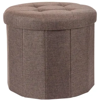 Produktbild von Hocker mit gesteppter Sitzfläche OTTOMAN, Ø 45 x 39 cm, grau - Storagesolutions