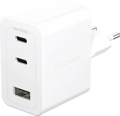 Immagine prodotto di PanzerGlass TURBO 70W CARICABATTERIE MULTIPLO INCL. 2 X USB-C + USB-A SPINA UE ARGENTO