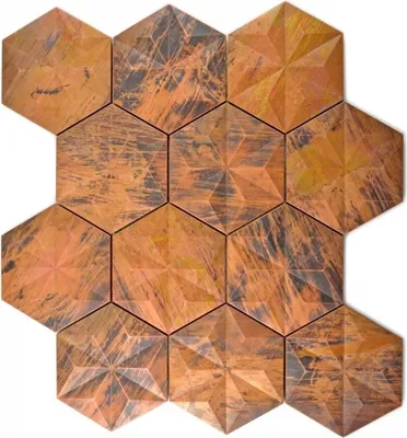 Produktbild von Mosaik Fliese Kupfer kupfer Hexagon 3D braun KücheMOS49-1516