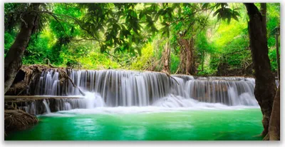 Produktbild von Acrylglasbilder 120x60 Wandbild Druck Wasserfall See Wald Natur
