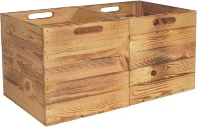 Productafbeelding van Houten Opbergkisten Gevlamd 2 Stuks - Perfecte Opslagoplossing