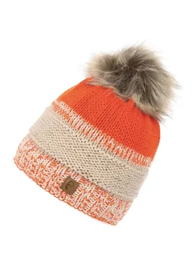 Produktbild von Warme Beanie Strickmütze mit Bommel Fleece Innenfutter | One Size