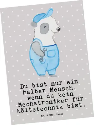 Produktbild von Mr. & Mrs. Panda Postkarte Mechatroniker für Kältetechnik Herz - Grau Pastell - Geschenk, Gesellenprüfung, Ansichtskarte, Grußkarte, Postkarten, Fotokarte, Ansichtskarten