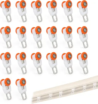 Immagine prodotto di Set di rotelle per binari per tende, 20 pezzi, rotelle silenziose, compatibilità universale, per binari per tende