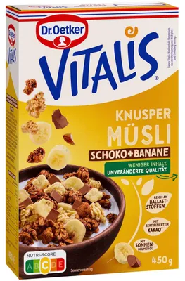 Image de Oetker 6523348005 Dr. Oetker VITALIS KNUSPER SCHOKO+BANANE Muesli 450,0 g