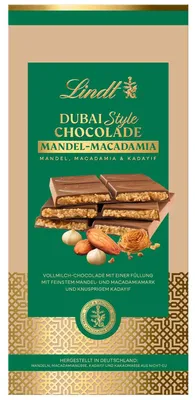 Produktbild von Lindt Dubai Style Chocolade Mandel-Macadamia Tafel 150g