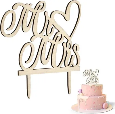 Immagine prodotto di Set in legno e decorazioni "Signore e Signora" per celebrazioni di matrimonio, 14,2 x 12,7 cm