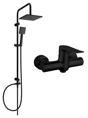 Image de Ensemble de douche à montage mural Mexen Tord avec douche de tête et robinet de douche Pecos, noir - 72740200-70