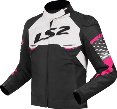 Produktbild von LS2 Apex wasserdichte Damen Motorrad Textiljacke, schwarz/weiß/pink, S