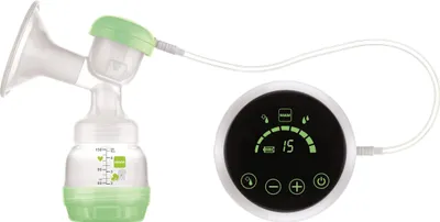Image de Tire-lait électrique et manuel 2 en 1 MAM, utilisation simple et détendue, prélèvement direct sur le biberon ou le récipient de conservation, stimulation et prélèvement, écran digital,