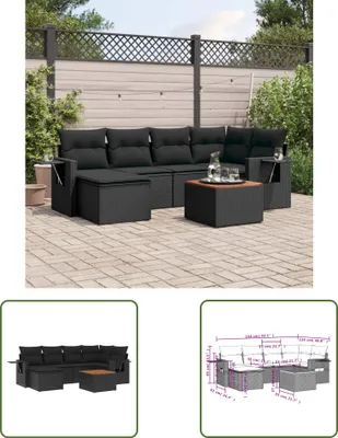 Produktbild von The Living Store 7-tlg. Garten-Sofagarnitur mit Kissen Schwarz Poly Rattan