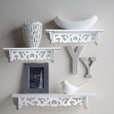 Obrázok produktu pre Sada 3 plávajúcich nástenných políc v štýle shabby chic – regál na knihy a dekorácie