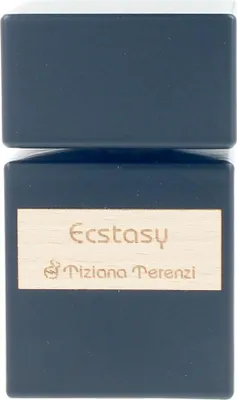 A close-up front view of a perfume bottle.