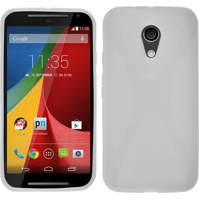 Produktbild von PhoneNatic Case kompatibel mit Motorola Moto G 2014 2. Generation - weiß Silikon Hülle X-Style + 2 Schutzfolien