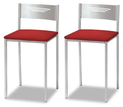 Immagine prodotto di ASTIMESA: Due sgabelli da cucina con schienale in ecopelle, colore rosso, altezza seduta 45 cm