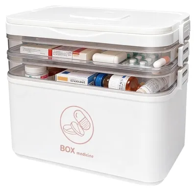 Immagine prodotto di Solidchoice - Scatola porta-medicinali multifunzionale con 3 ripiani - Organizer