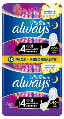 Obrázok produktu pre Podpaski Always Ultra Secure ze skrzydełkami Night . 10 szt