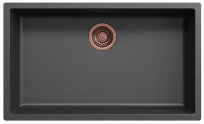 Immagine prodotto di Lavello da cucina 70x40 cm, nero, da incasso e da appoggio, modello Pure.Sink in rame