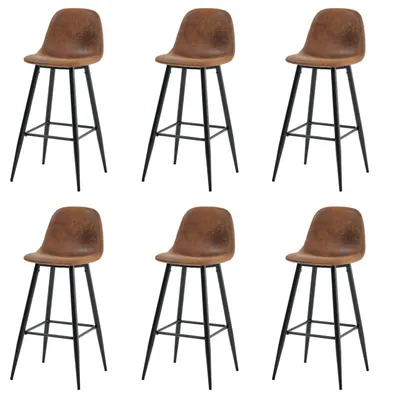 Imagen del producto de Meubles Cosy Juego de 6 taburetes de bar de estilo industrial con respaldo de efecto ante – CHARLTON BAR