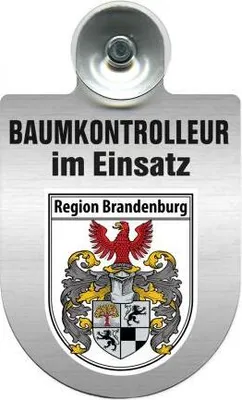 Produktbild von Einsatzschild mit Saugnapf - Baumkontrolleur im Einsatz - 393806 incl. Regionenwappen nach Wahl Color - Region Brandenburg