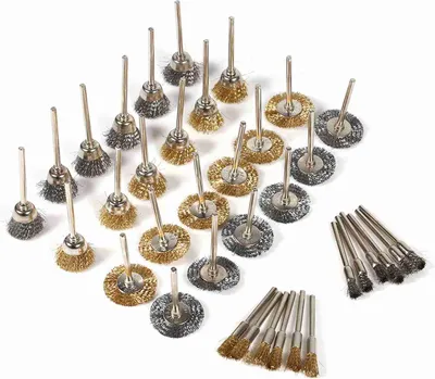 Image de 36pcs Brass Steel Wire Brush Set Pen Cup Wheel Shaped Polishing Cleaning Rotary Tools Full Kit