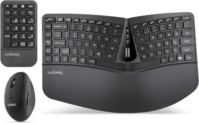 Productafbeelding van Ergonomisch Toetsenbord Muis - Compacte Set - Comfortabel Werken - Draadloze Verbinding - 35 x 23 x 6.5 cm - Zwart