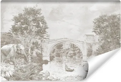 Produktbild von Muralo Vlies Fototapete PFLANZEN Tiere Brücke im Vintage Stil Br. 254cm x Hö. 184cm