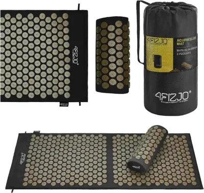 Produktbild von 4FIZJO Akupressur-Matte mit Kissen XL – klassische Akupressur, inklusive Tragetasche  - schwarz-gold
