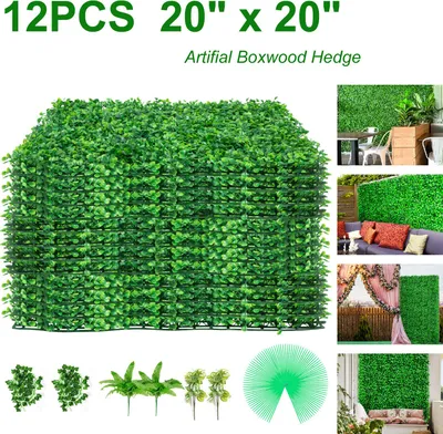 Immagine prodotto di VEVOR siepe artificiale 12 pezzi 50,8x50,8cm in 100% PE pianta muro 3m² copertura area privacy siepe 4cm spessore muro decorazione piante siepe ideale per balcone terrazza