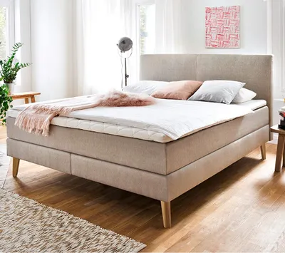 Produktbild von Boxspringbett 160x200 cm GELA-114 in Beige, Härtegrad H2-H3