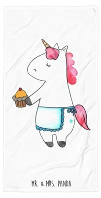Produktbild von Mr. & Mrs. Panda Handtuch Einhorn Muffin - Weiß - Geschenk, Badehandtuch, Backen, Reisehandtuch, Unicorn, Liebesgrüße, Frottee-Handtuch, Strandlaken, Strandtuch