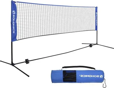 Immagine prodotto di Rete da badminton da 3 metri - regolabile in altezza - robusto telaio in metallo - nera - borsa per il trasporto - SYQ300V1