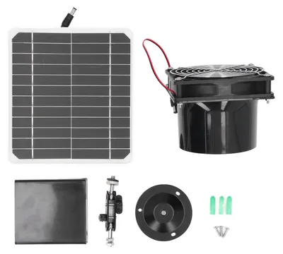 Produktbild von Solarbetriebener Abluftventilator, monokristallin, 50 W, 12 V, 6,5-Zoll-Panel-Kit mit Schutznetz, unterstützt 24 Stunden ununterbrochenes Arbeiten