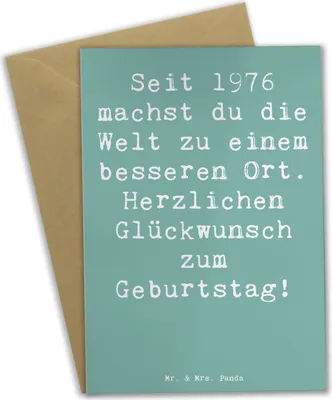 Produktbild von Mr. & Mrs. Panda Grußkarte Spruch 1976 Geburtstag - Meeresbrise - Geschenk, Geburtstagsgeschenk, dankeskarten, einladungskarten, seit, Glückwunsch, Geburtsjahr, zuneigung