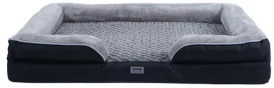 Produktbild von HOME DELUXE - Orthopädisches Hundebett SCOOBY - Maße: 120 x 85 x 20 cm, Farbe: Schwarz / Grau , inkl. Tierdecke und Rugbyball, Baumwollfüllung, waschbarer Bezug I Hundebett Hundekissen Bett für Hunde