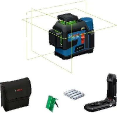 Obrázek produktu pro Laser - BOSCH PROFESSIONAL - GLL 12V-100-33 CG - 3 zelené laserové čáry - Dosah 100 m - Přesnost 0,3 mm