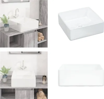 Produktbild von vidaXL Waschbecken Weiß 37x37x13 cm Keramik Quadratisch - Waschbecken - Becken - Badezimmerwaschbecken - Waschbecken Bad