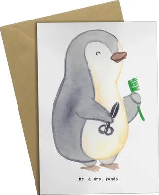 Produktbild von Mr. & Mrs. Panda Grußkarte Friseur Herz - Weiß - Geschenk, Friseursalon, Färben, babykarte, Frisör, Coiffeur, osterkarte, Haare Schneiden, weihnachtskarten